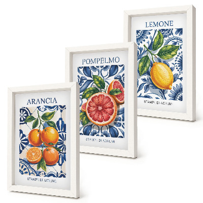 Trittico incorniciato Poster di moda con agrumi in stile italiano