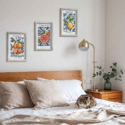 Trittico incorniciato Poster di moda con agrumi in stile italiano