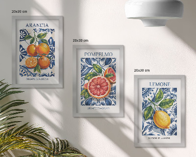 Trittico incorniciato Poster di moda con agrumi in stile italiano