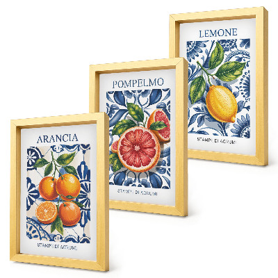 Trittico incorniciato Poster di moda con agrumi in stile italiano