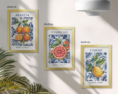 Trittico incorniciato Poster di moda con agrumi in stile italiano