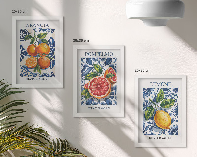 Trittico incorniciato Poster di moda con agrumi in stile italiano