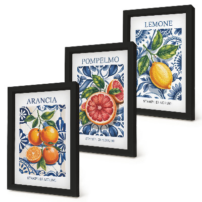 Trittico incorniciato Poster di moda con agrumi in stile italiano