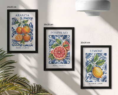 Trittico incorniciato Poster di moda con agrumi in stile italiano