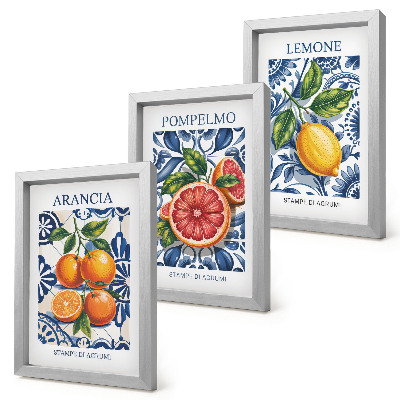 Trittico incorniciato Poster di moda con agrumi in stile italiano