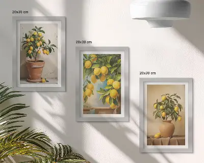 Alberi di limoni in vaso e fioriere composizione di 3 quadri