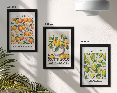 Trittico incorniciato Agrumi in varie versioni colorate e fresche
