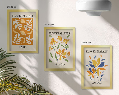 Trittico incorniciato Poster floreali Parigi Milano Londra