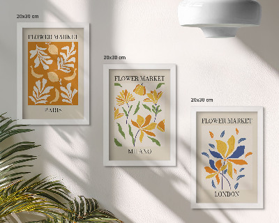 Trittico incorniciato Poster floreali Parigi Milano Londra