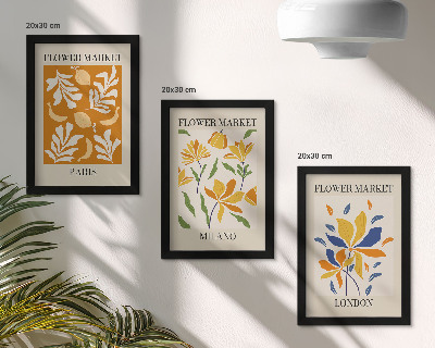 Trittico incorniciato Poster floreali Parigi Milano Londra