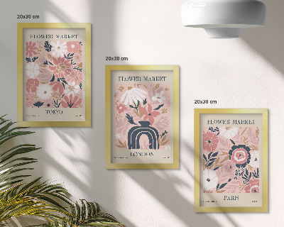 Trittico incorniciato Motivi floreali a Tokyo, Londra e Parigi.