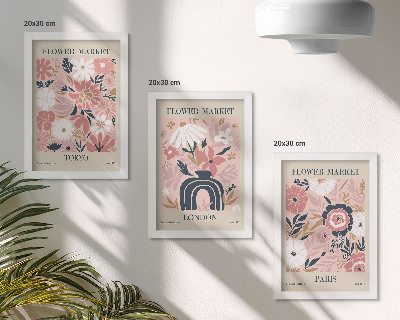 Trittico incorniciato Motivi floreali a Tokyo, Londra e Parigi.