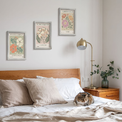 Composizione di 3 quadri Poster floreali Copenaghen Londra Parigi