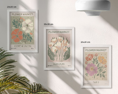 Composizione di 3 quadri Poster floreali Copenaghen Londra Parigi