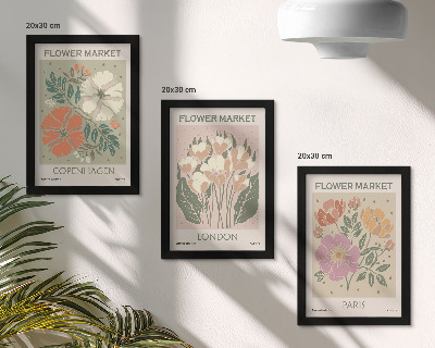 Composizione di 3 quadri Poster floreali Copenaghen Londra Parigi