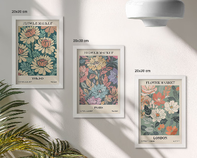 Trittico incorniciato Poster floreali Tokyo Parigi Londra