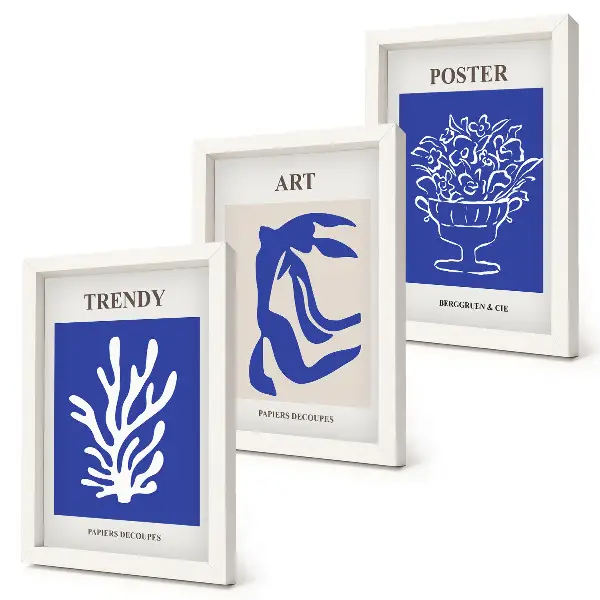 Set di 3 quadri con manifesti di arte astratta di Henri Matisse composizione artistica