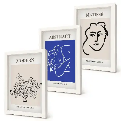 Trittico incorniciato con stampe in stile moderno e astratto di Henri Matisse