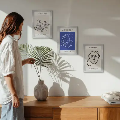 Trittico incorniciato con stampe in stile moderno e astratto di Henri Matisse