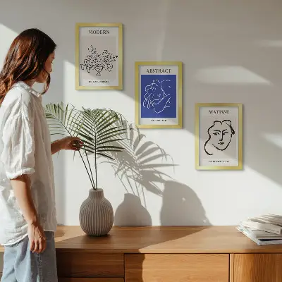 Trittico incorniciato con stampe in stile moderno e astratto di Henri Matisse