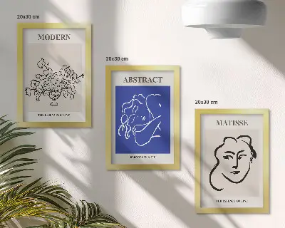 Trittico incorniciato con stampe in stile moderno e astratto di Henri Matisse