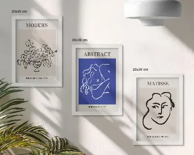 Trittico incorniciato con stampe in stile moderno e astratto di Henri Matisse