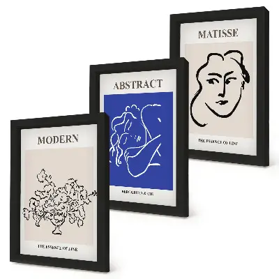 Trittico incorniciato con stampe in stile moderno e astratto di Henri Matisse