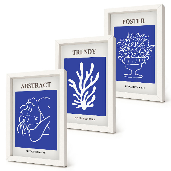 Composizione di 3 quadri Eleganti manifesti blu di Henri Matisse