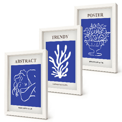 Composizione di 3 quadri Eleganti manifesti blu di Henri Matisse