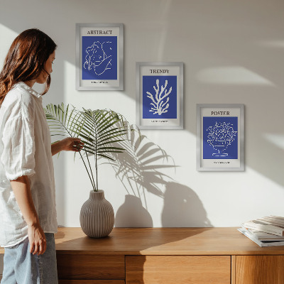 Composizione di 3 quadri Eleganti manifesti blu di Henri Matisse