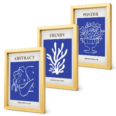 Composizione di 3 quadri Eleganti manifesti blu di Henri Matisse