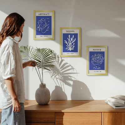 Composizione di 3 quadri Eleganti manifesti blu di Henri Matisse