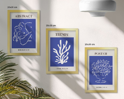 Composizione di 3 quadri Eleganti manifesti blu di Henri Matisse
