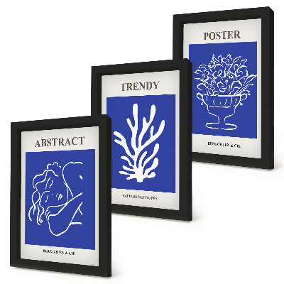 Composizione di 3 quadri Eleganti manifesti blu di Henri Matisse