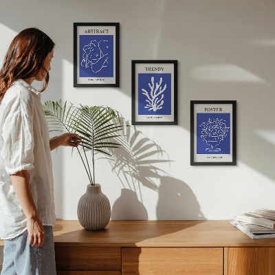 Composizione di 3 quadri Eleganti manifesti blu di Henri Matisse