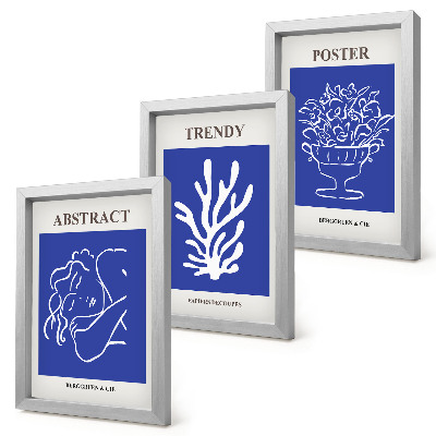 Composizione di 3 quadri Eleganti manifesti blu di Henri Matisse