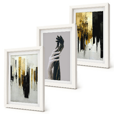 Trittico incorniciato Motivi astratti di pittura e due mani