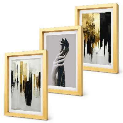 Trittico incorniciato Motivi astratti di pittura e due mani