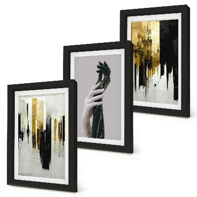 Trittico incorniciato Motivi astratti di pittura e due mani