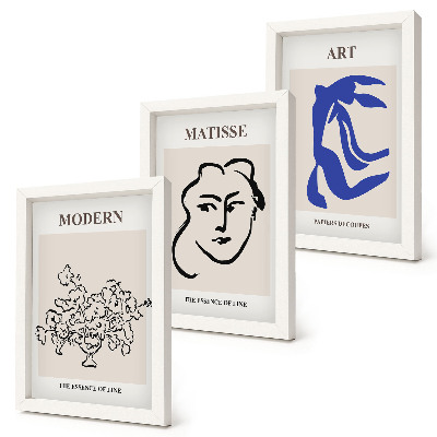 Composizione di 3 quadri Manifesti astratti nello stile minimalista di Henri Matisse