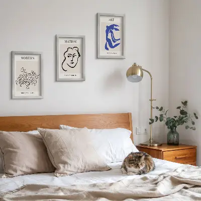 Set di 3 quadri composizione di manifesti astratti in stile minimalista di Henri Matisse