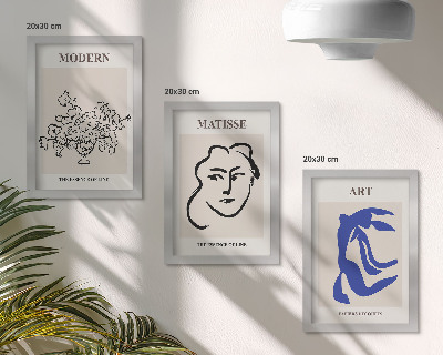 Composizione di 3 quadri Manifesti astratti nello stile minimalista di Henri Matisse