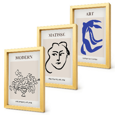 Composizione di 3 quadri Manifesti astratti nello stile minimalista di Henri Matisse