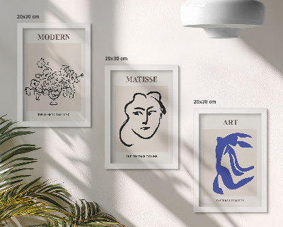 Composizione di 3 quadri Manifesti astratti nello stile minimalista di Henri Matisse