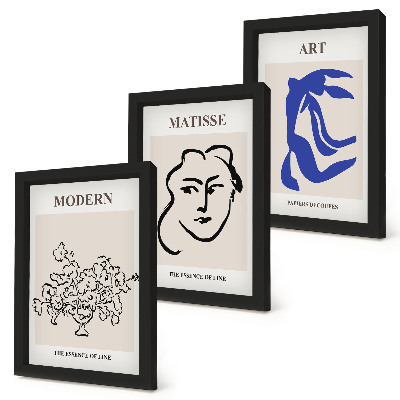 Composizione di 3 quadri Manifesti astratti nello stile minimalista di Henri Matisse