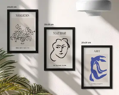 Set di 3 quadri composizione di manifesti astratti in stile minimalista di Henri Matisse