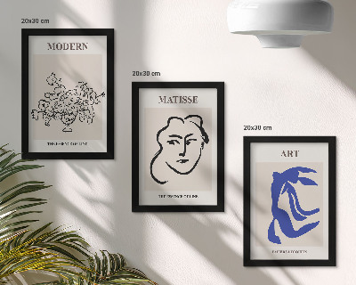 Composizione di 3 quadri Manifesti astratti nello stile minimalista di Henri Matisse