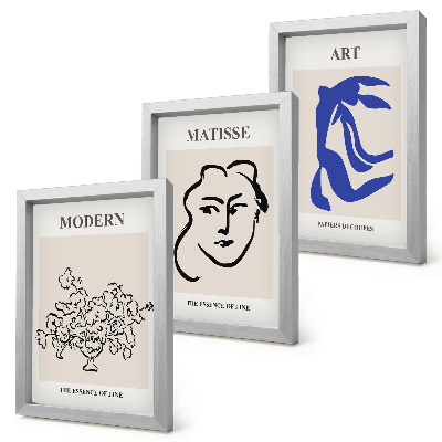 Composizione di 3 quadri Manifesti astratti nello stile minimalista di Henri Matisse
