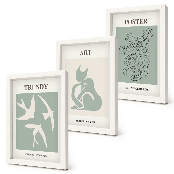 Trittico incorniciato Illustrazioni eleganti di Henri Matisse