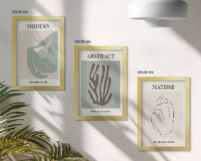 Composizione di 3 quadri Quadri eleganti con motivi astratti di Henri Matisse